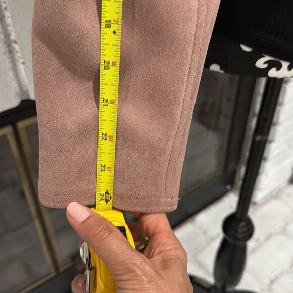 Haute Monde Women Jacket Moto Large Light Blush Pink Full Zip Stretch Faux Suede - Picture 4 of 7